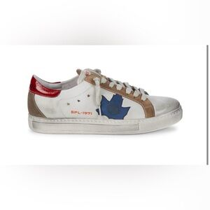 Sepol Ese-Fresh White Blue Leather Sneakers Size 11.5